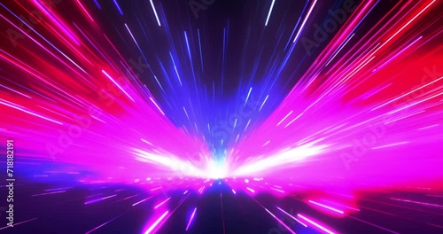 Animation of 80s Retro sci-Fi background. Video game Glow Retro wave. Purple grids neon glow light lines design on perspective floor. 