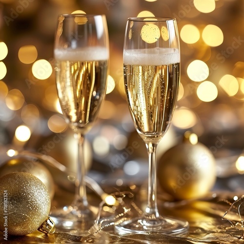 Golden Glow of Festive Celebration with Champagne