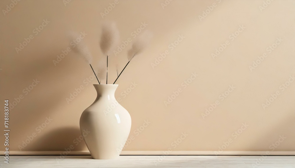 Neutral colored wall with a potted plant
