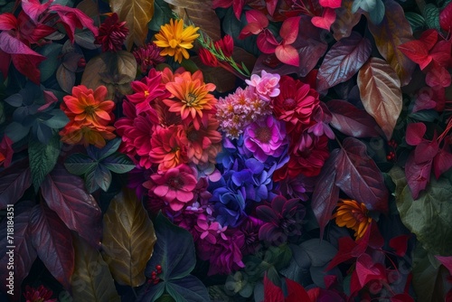 colorful heart made out of flowers Generative AI
