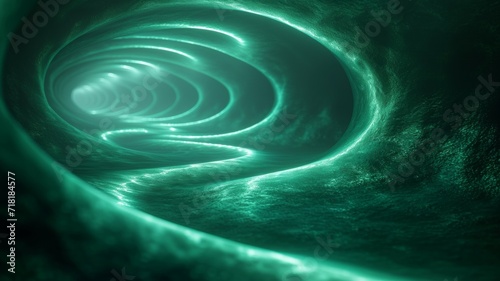 Circle tunnel or wormhole. Digital background with connected green lines. © Werckmeister