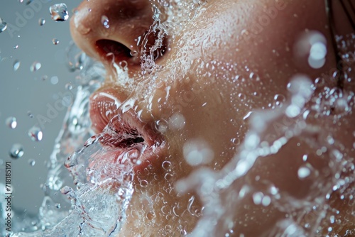 Sensual woman underwater with fresh skin.
