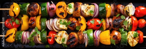 Grilled meat and vegetables photo