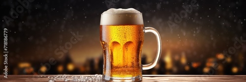 A mug of beer on a light background photo