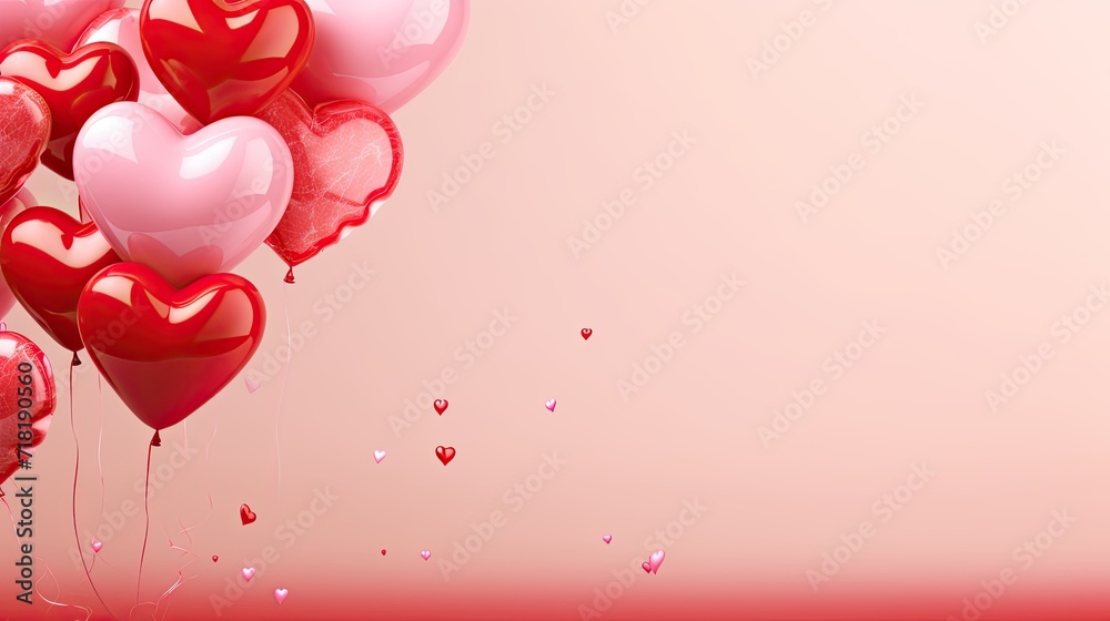 Valentine's day hearts ballons with copyspace, saint valentine and love background concept, blank space, hd