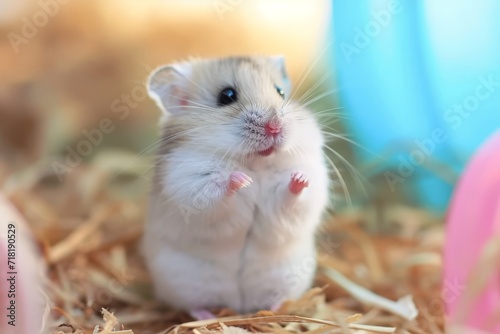 A curious gerbil stands tall, its small frame exuding innocence and playfulness among the bustling muroidea family of packrats, grasshopper mice, and hamsters