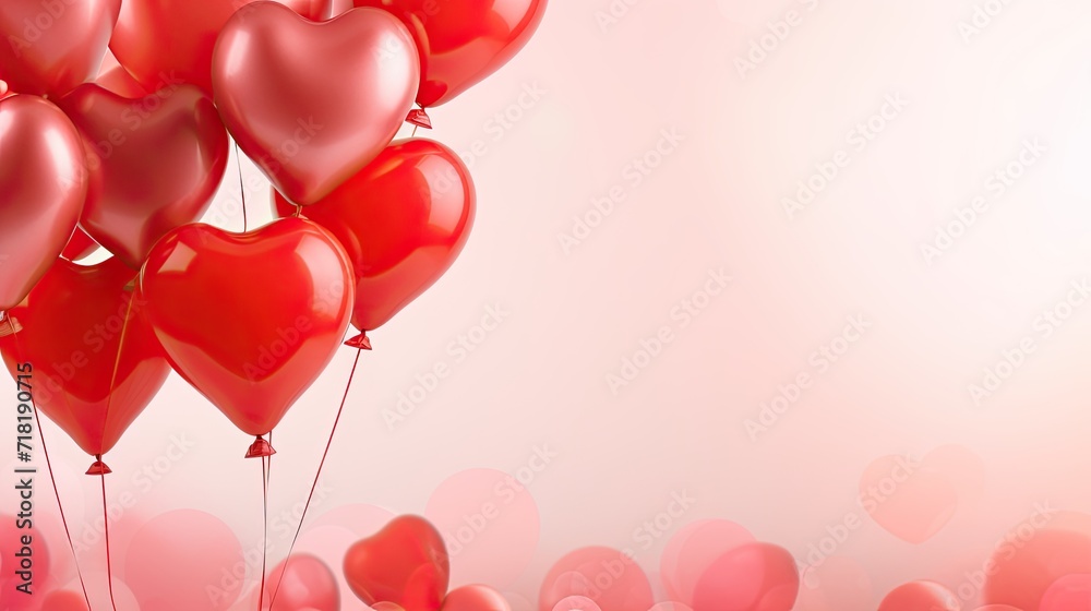 Valentine's day hearts ballons with copyspace, saint valentine and love background concept, blank space, hd