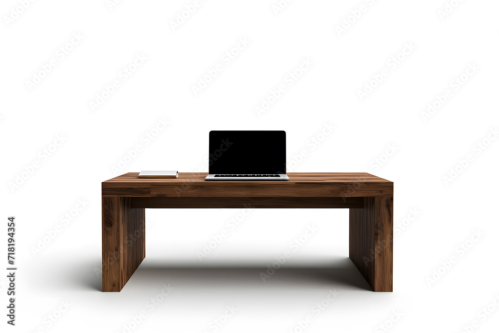Desk with laptop isolated workspace mockup Desk with laptop isolated workspace mockup