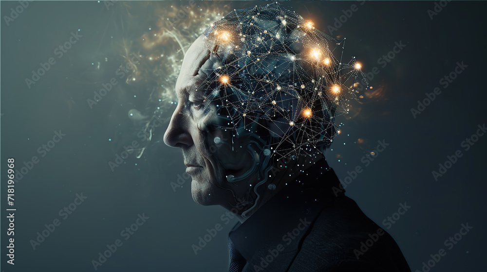 portrait of a man with a neural network instead of a brain portrait of a man with a neural network instead of a brain