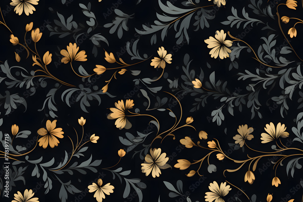 seamless floral pattern dark background seamless floral pattern dark background