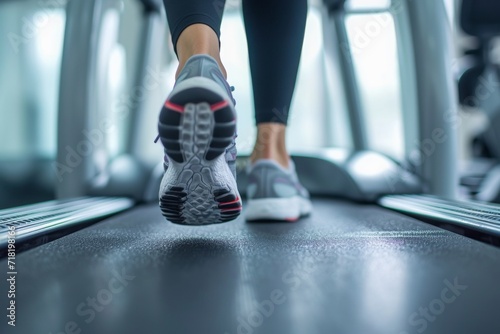 Close Up of Woman with Running Shoes Walking on a Treadmill © Karl