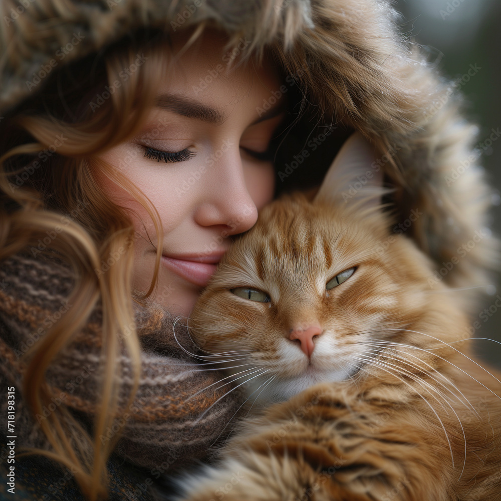 Tender Moments Between a Woman and Her Cat Ai generated