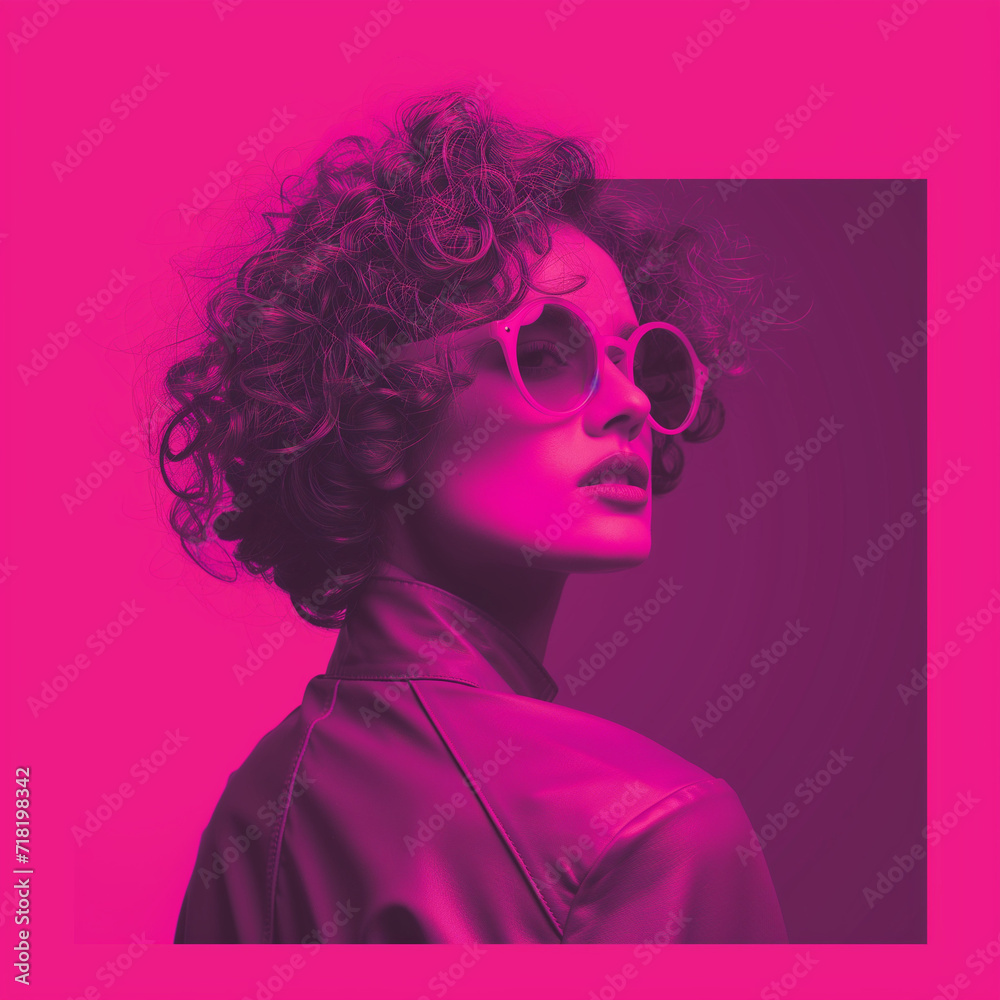 Fashion Portrait in Vibrant Pink Hues Ai generated