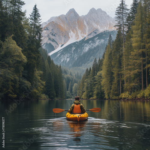 Canoeing in a Mountain Lake Ai generated © Arjun