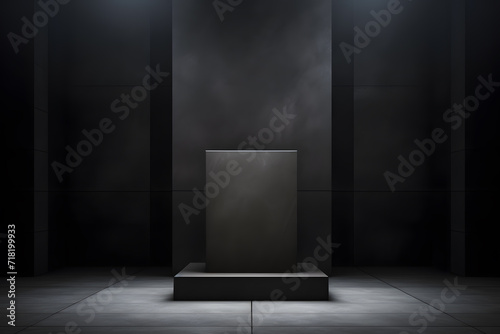 Dark background with square podium display in the centre