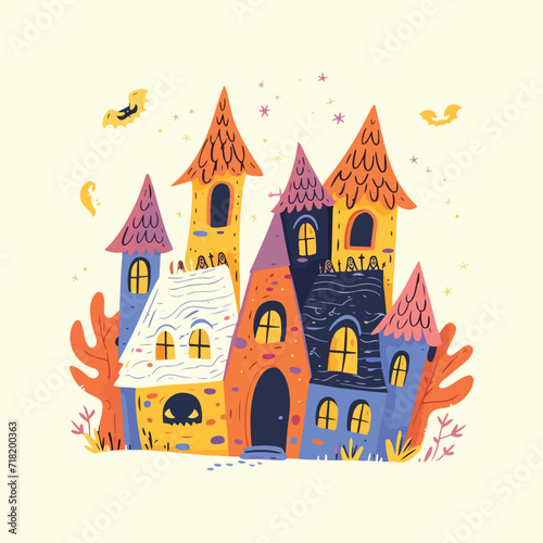 Halloween house flat style vector illustration