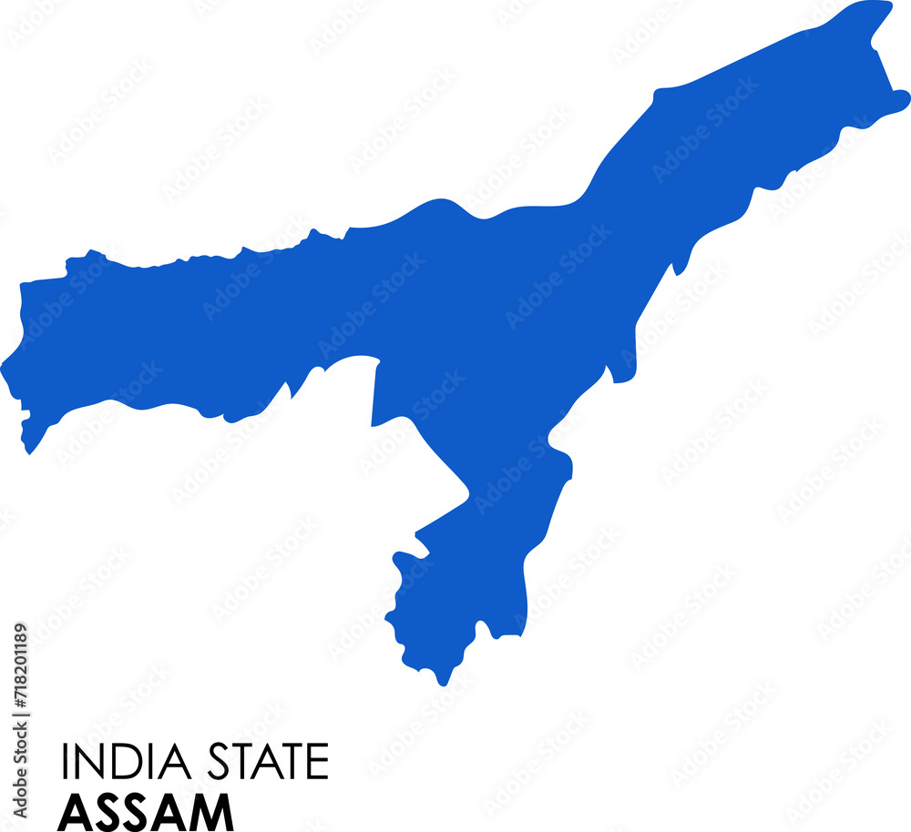 Assam map of Indian state. Assam map vector illustration. Assam vector map on white background