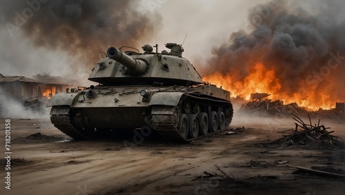 Tank in the war field