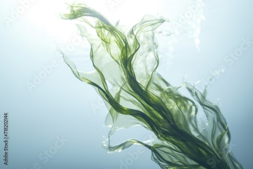  a close up of a seaweed in the water with sunlight shining on the bottom of the water and the bottom of the water in the bottom of the photo.