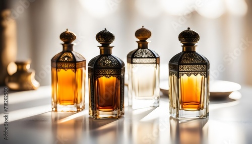 Perfume bottle mockup - luxury glass perfume or scent bottle mock up isolated. Creative illustration.