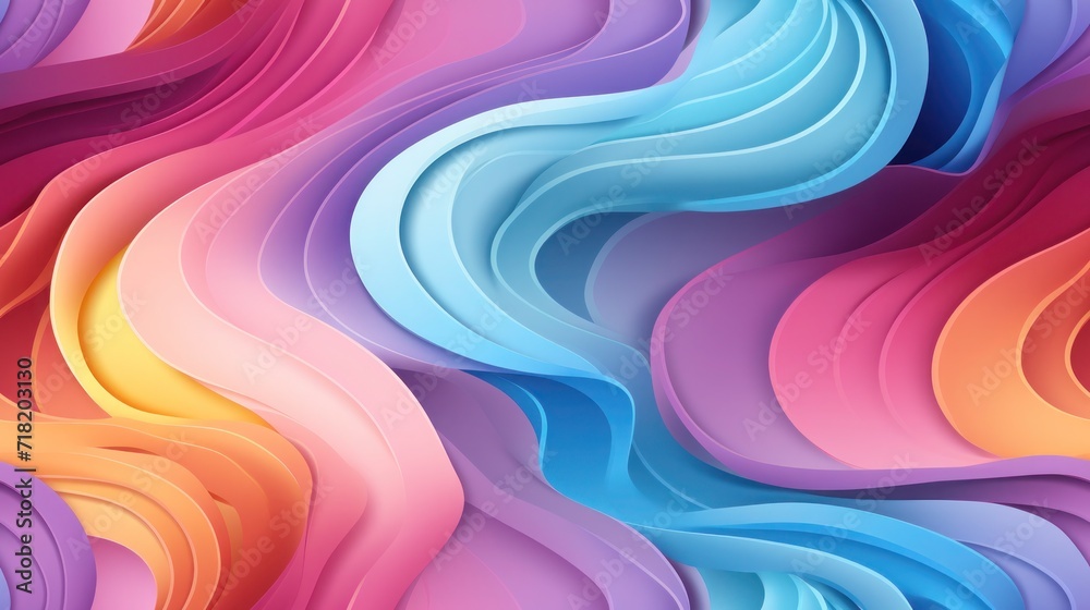 Obraz premium Paper abstract background of rainbow colors in the form of waves