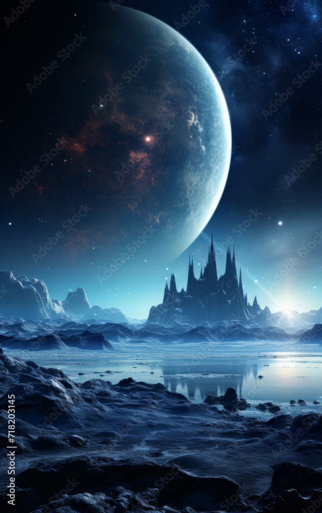 Enchanting Frozen Planet Scenery - Landscape Art Enchanting Frozen Planet Scenery - Landscape Art