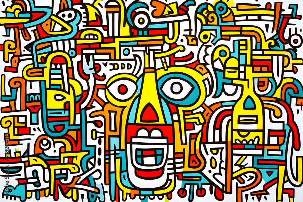 doodle art vivid colors pattern