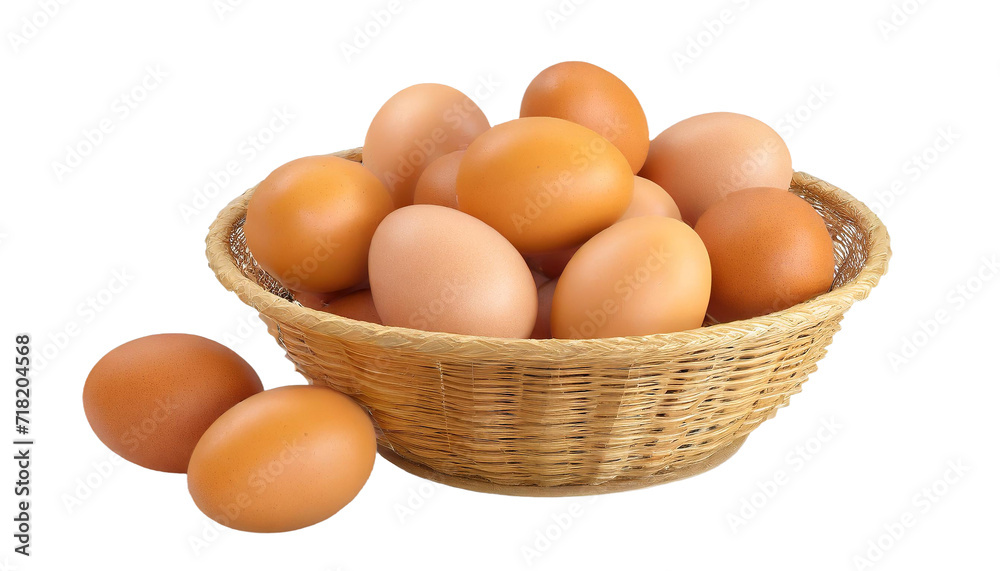 Eggs in a basket isolated on a transparent background. Eggs in a basket isolated on a transparent background.