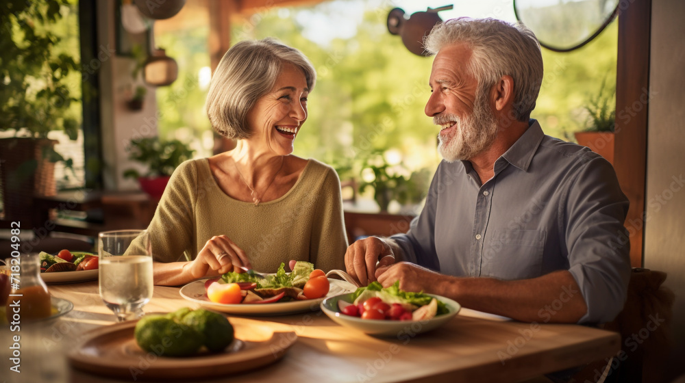 a photorealistic image of a senior couple enjoying