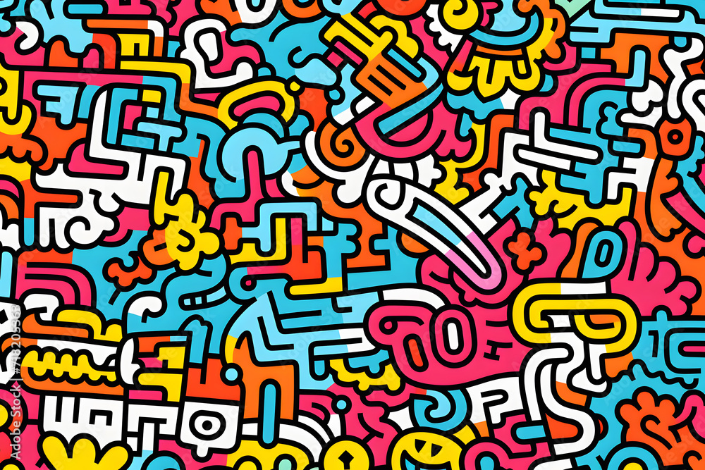 doodle art vivid colors pattern