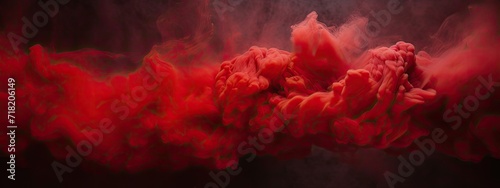 Red abstract cloud of spreading smoke