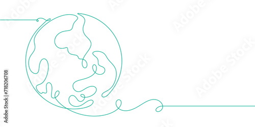 Green earth line art style vector illustration. Environment day line art style vector illustration 