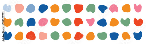 Organic colorful blob shapes. Round abstract organic shape collection. Pebble, drops and stone silhouettes. Random abstract liquid organic irregular blotch shapes. Collection of modern forms 