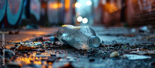 In the desolate alleyway, a discarded plastic soft drink bottle, with tinfoil tightly wrapped around its top, caught the attention of passersby.