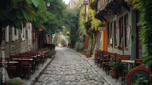 narrow street in the old town  charming cobblestone street lined with quaint cafes  inviting exploration and leisurely strolls