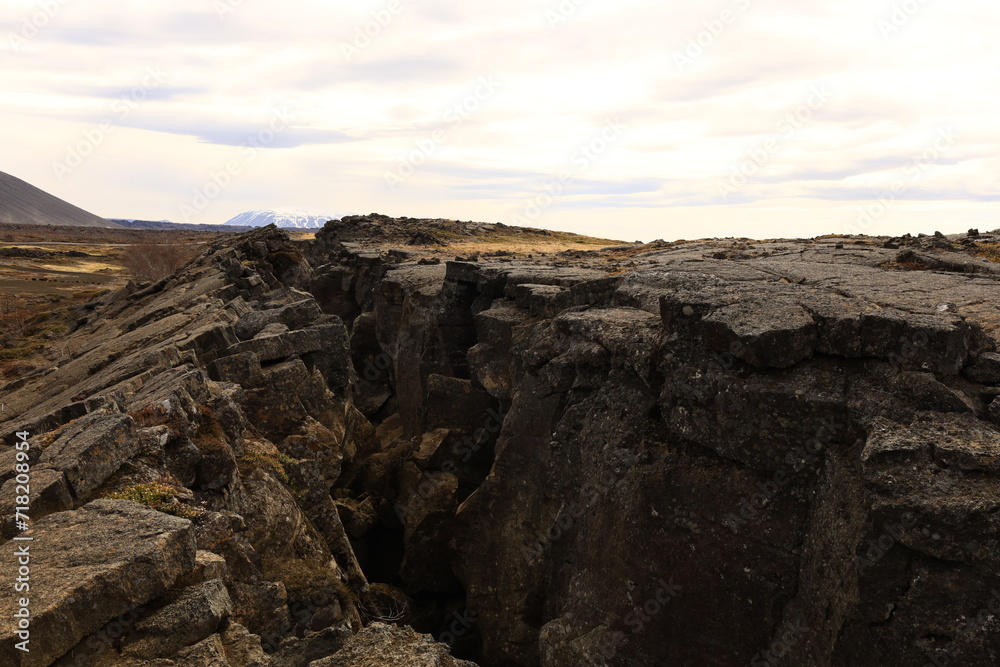 Dimmuborgir is a large area of unusually shaped lava fields east of Mývatn in Iceland