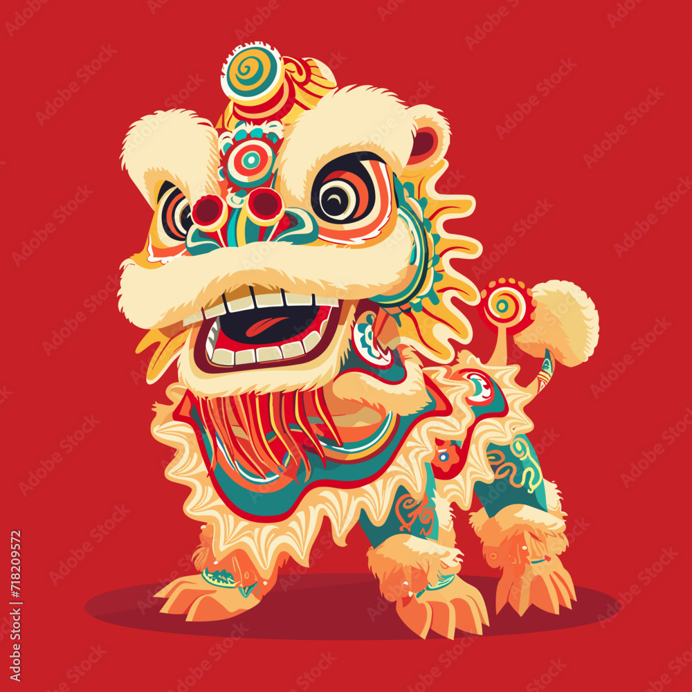 Vector of Lion Dance for Chinese New Year Celebration Vector of Lion Dance for Chinese New Year Celebration