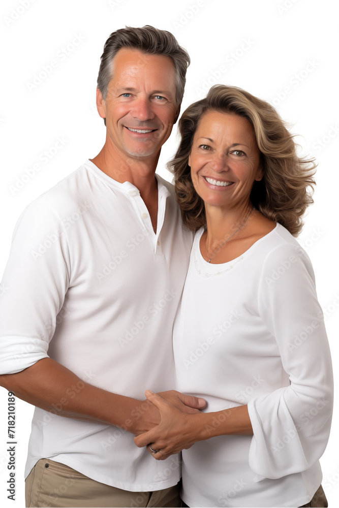 Smiling Couple in White Shirts Smiling Couple in White Shirts