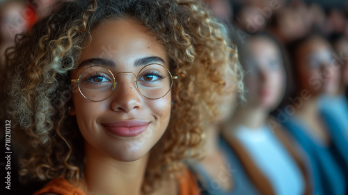 portrait of a young beautiful woman with glasses. portrait of an African-American student © ProstoSvet