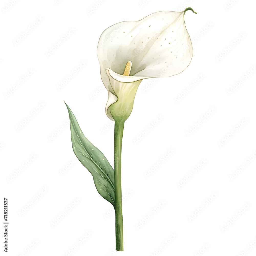 Obraz premium Single wedding calla lily in watercolor style isolated on white background