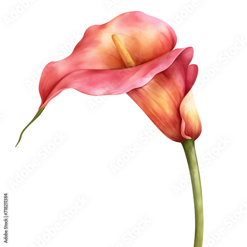 Single wedding calla lily in watercolor style isolated on white background