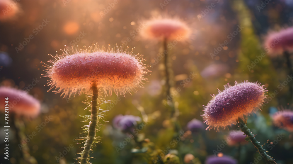 İmaginary bacteria molecule, Bacteria virus or germs illustration. Human immune system virus. AI generated image İmaginary bacteria molecule, Bacteria virus or germs illustration. Human immune system virus. AI generated image