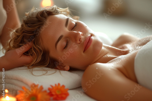 Tranquil woman at a massage session