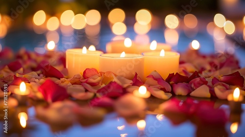 Intimate Romance Illuminated by Twinkling Lights and Petals 