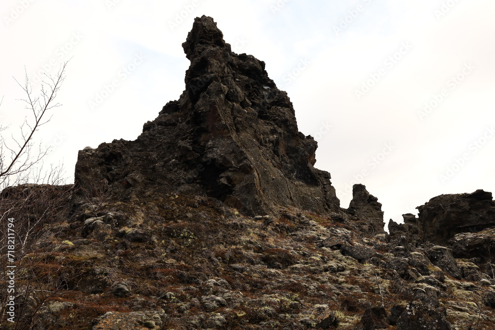 Dimmuborgir is a large area of unusually shaped lava fields east of Mývatn in Iceland Dimmuborgir is a large area of unusually shaped lava fields east of Mývatn in Iceland