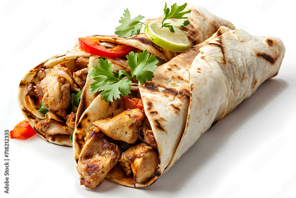 Chicken shawarma isolated on white background Chicken shawarma isolated on white background