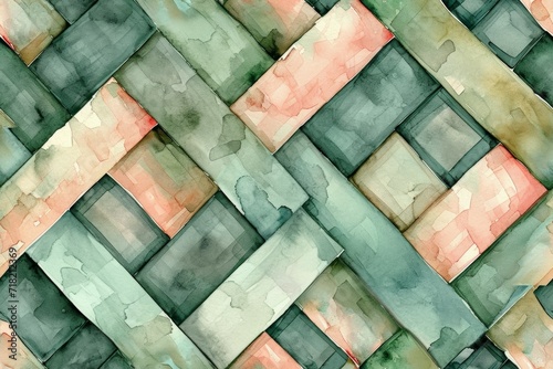 Hand painted watercolor triangle allover seamless pattern
 photo