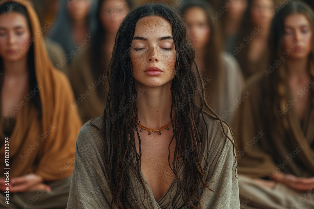 Calm person meditating and contemplating Calm person meditating and contemplating