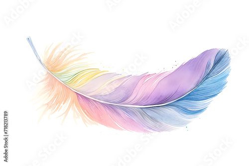 Soft pastel detailed feather in watercolor style isolated on white background © Oksana