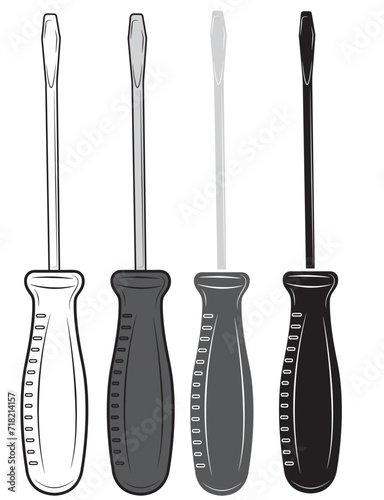 Set of Screwdriver isolated on a white background. Vector illustration.
